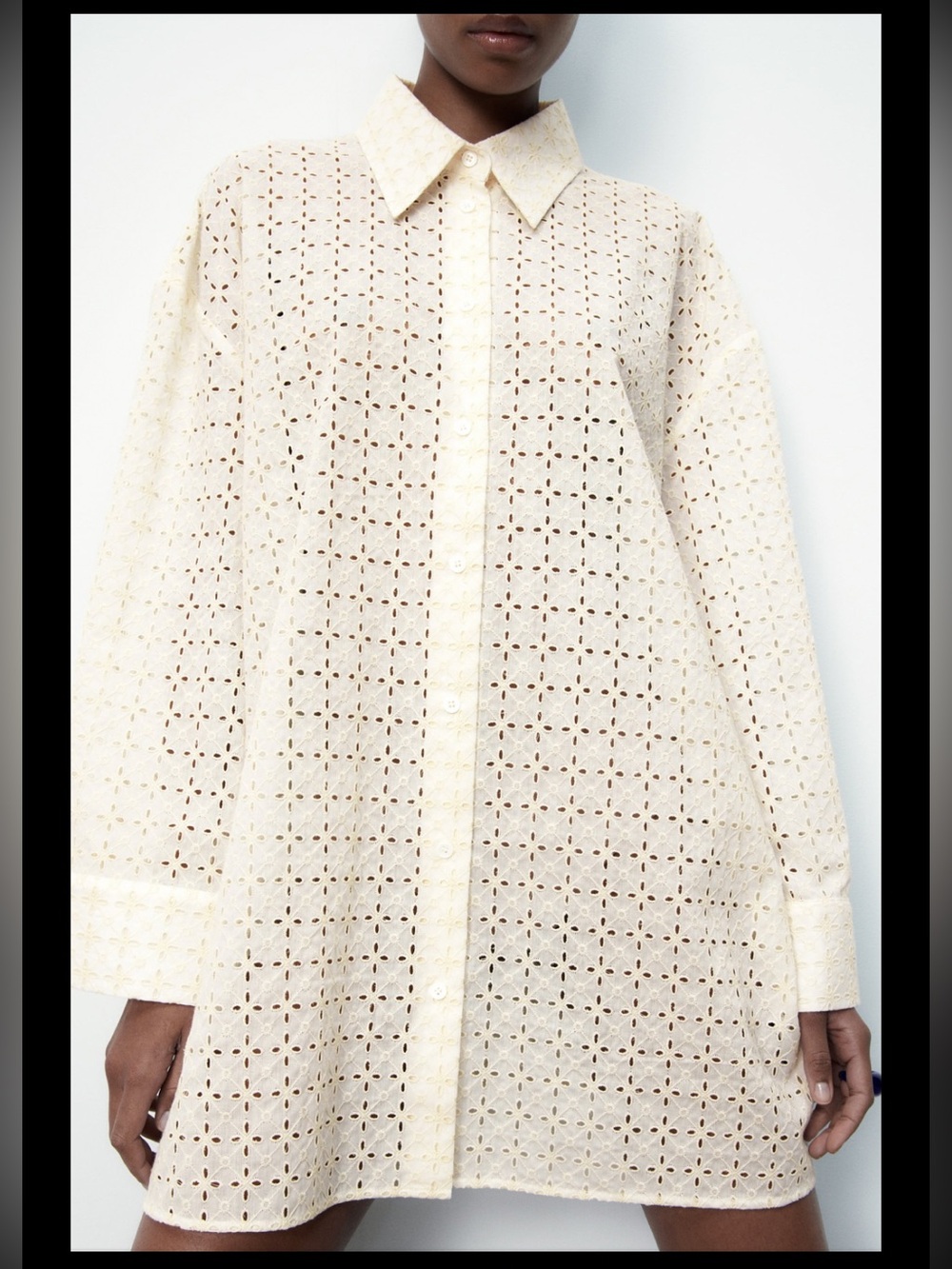 Zara oversized embroidered eyelets shirt - Picture 2 of 11